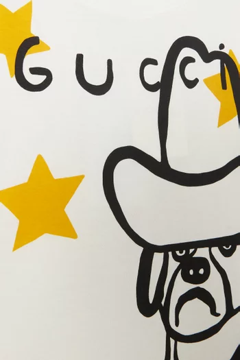 تي شيرت بطبعة كلب ونجوم قطن