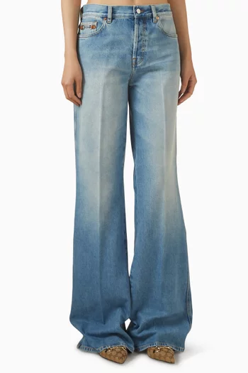 Flared Bleached Jeans in Denim