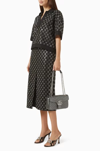 تنورة متوسطة الطول ومطرزة تويد وصوف لامع