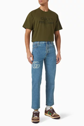 تي شيرت بشعار الماركة قطن جيرسيه للجنسين