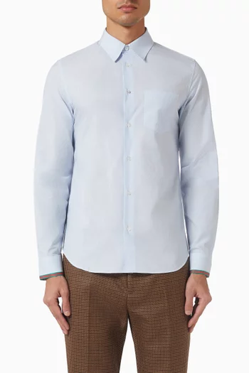 قميص بخطوط وحافة بشريط ويب قطن