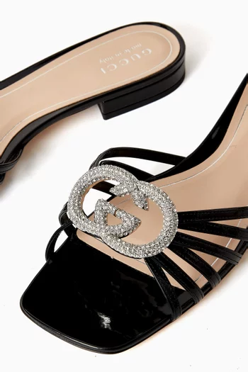 Interlocking G Crystal-embellished Sandals in Patent Leather