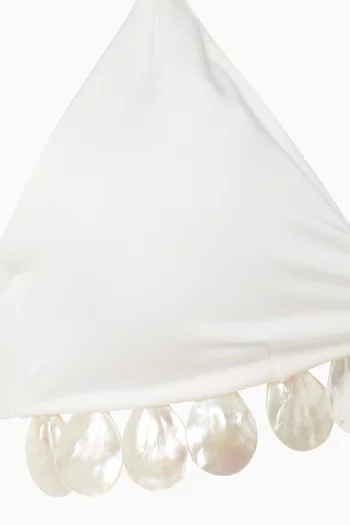 Pearl-embellished Triangle Bikini Set