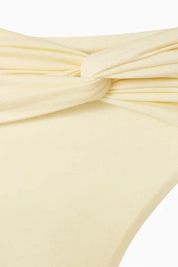 Pearl-embellished Ruched Bikini Set