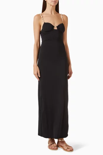 Pearl & Shell Embellished Maxi Dress