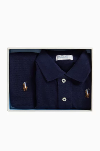 طقم رومبر وصدرية بشعار لاعب البولو على الحصان قطن