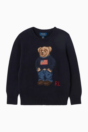 Bear Embroidered Sweater in Knit