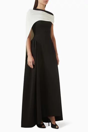 Detachable Cape Maxi Dress