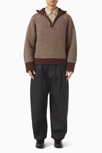 Bristol Ribbed Half Zip Sweater in Wool