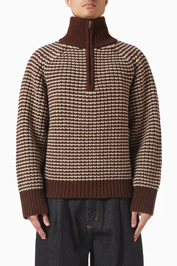 Bristol Ribbed Half Zip Sweater in Wool