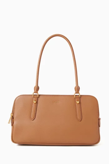 MEDIUM SIZED BOSTON BAG FROM FURLA GIULIA LINE. HIS STYLE HAS A TWO PARTS CONSTRUCTION, BOTH CLOSED BY A ZIPPER, AND IT IS MADE OF A MIX OF ARES TEXTURED LEATHER AND SUEDE.:Brown    :One Size|219081060