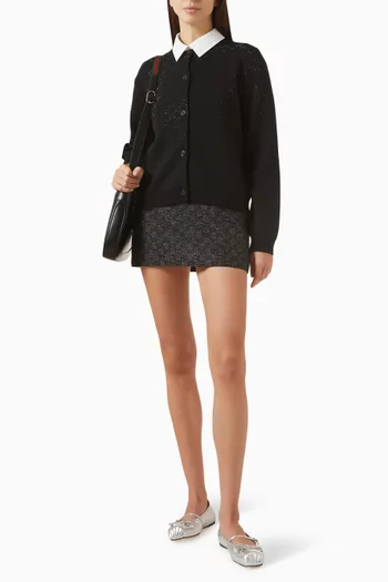 كارديغان مطرز بالكريستال صوف فاخر