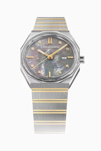 ساعة مارينر كوارتز مرصعة بالماس، 29 مم