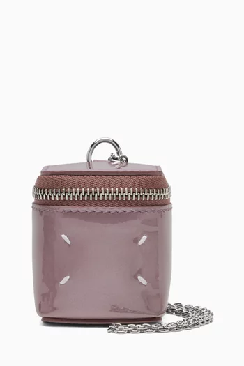 حقيبة ميني بتصميم مكعب بسلسلة جلد لامع