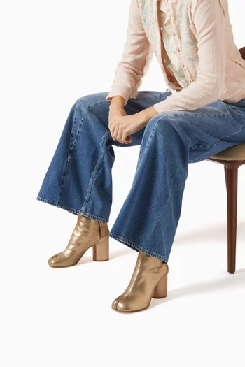 حذاء بوت تابي بكعب 80 مم جلد لامع