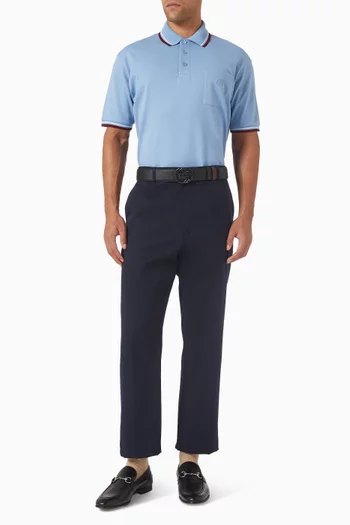 Logo-embroidered Polo Shirt in Stretch Cotton-piqué