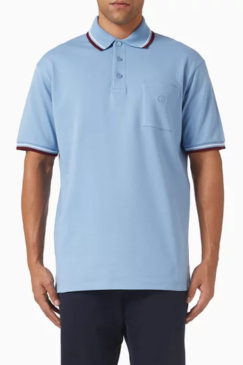 Logo-embroidered Polo Shirt in Stretch Cotton-piqué