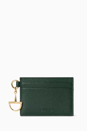 Gucci Half Horsebit Card Case in Grainy Leather