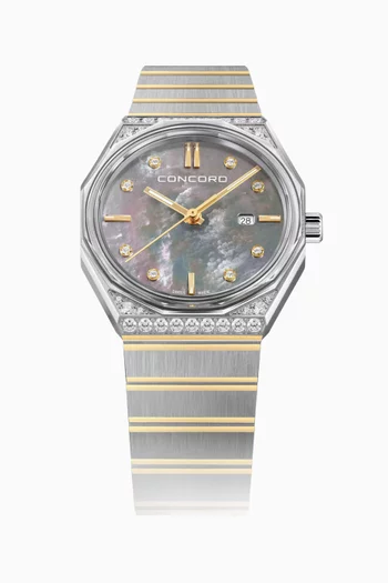 ساعة مارينر كوارتز مرصعة بالماس، 29 مم