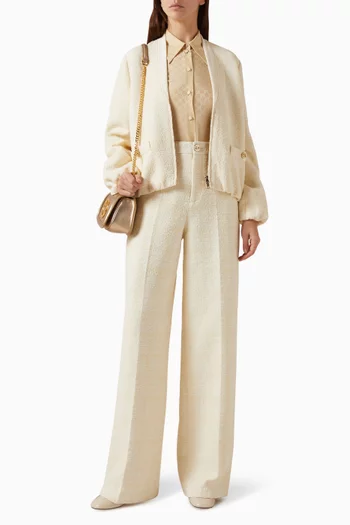 بنطال بقصة ساق واسعة تويد