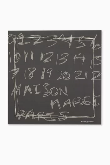 Scribbled Numerical Scarf in Silk-twill