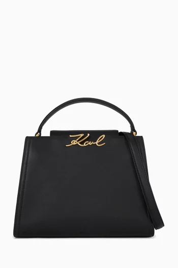 Medium K/Signature Top-handle Bag in Leather