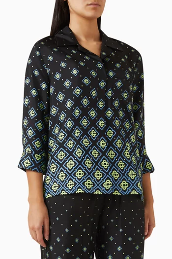 قميص بنقشة شعار الماركة بألوان متدرجة حرير تويل