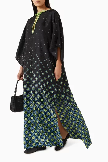 قفطان بنقشة شعار الماركة بألوان متدرجة حرير تويل