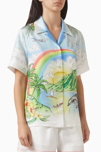 قميص كازابلانكا بطبعة حرير