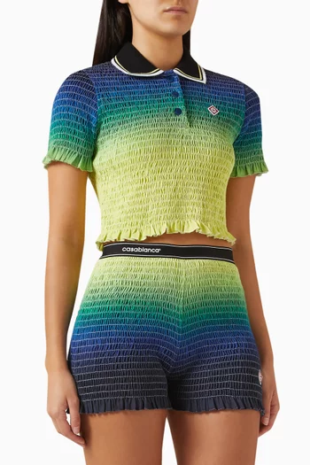 تي شيرت بولو بألوان متدرجة وكشكش