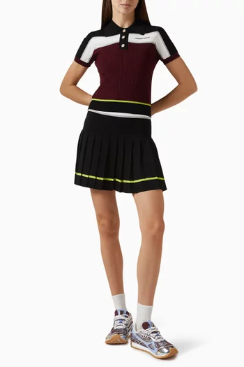 Pleated Stripe Skirt in Viscose Blend