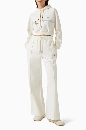 كنزة بغطاء رأس وقصة قصيرة وطبعة فراشات قطن عضوي