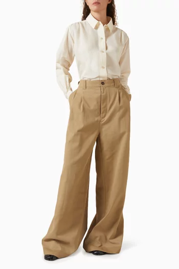 قميص بقصة فضفاضة حرير وقطن