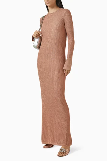 فستان طويل نسيج مضلع