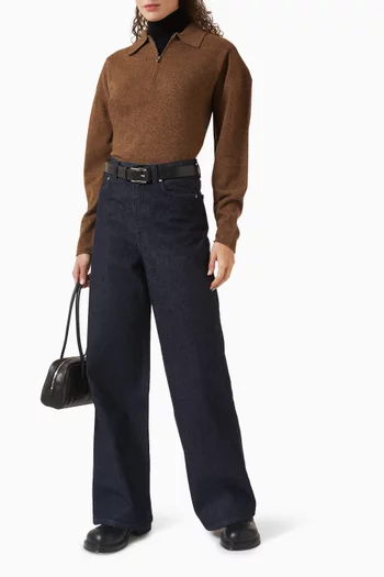 Zip Polo T-shirt in Wool Yak-blend