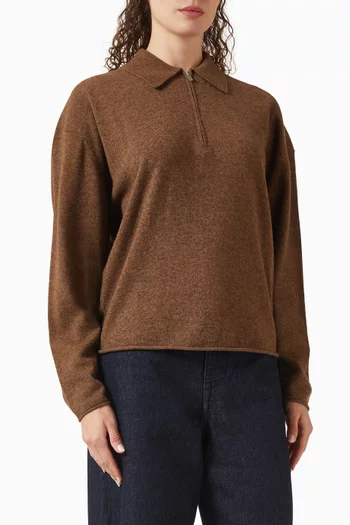 Zip Polo T-shirt in Wool Yak-blend