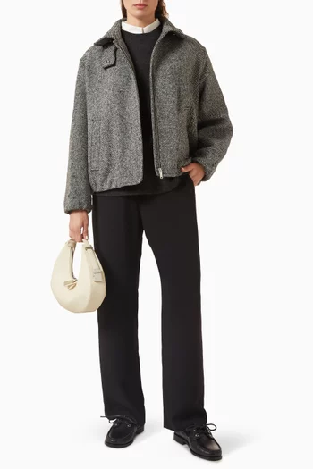 جاكيت صوف وتويد بياقة عالية