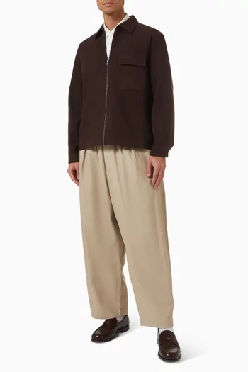 قميص بنمط جاكيت بسحّاب قماش جيرسيه مخملي مضلع