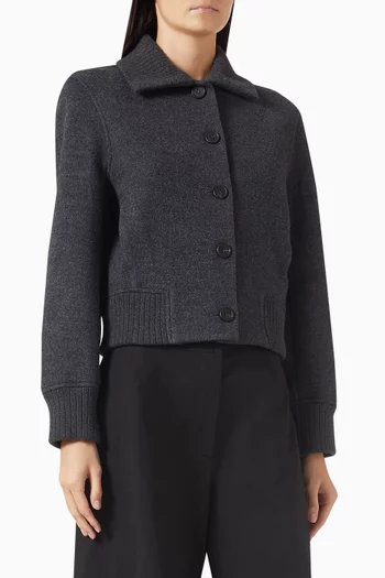 جاكيت صوف مارينو بارز الملمس ومضلع