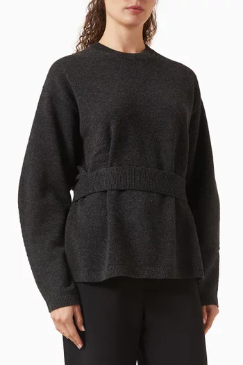 Belted Sweater in Wool