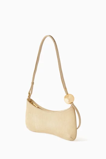 Le Bisou Perle Shoulder Bag in Croc-embossed Suede