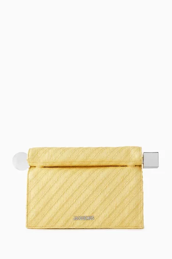 Medium La Pochette Rond Carré Clutch Bag in Cotton