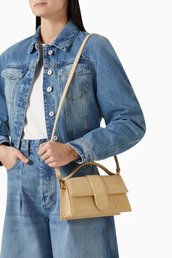 Le Grande Bambino Shoulder Bag in Croc-embossed Suede