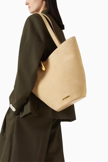 Medium Le Bambola Moyen Tote Bag in Croc-embossed Suede