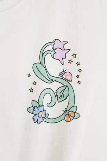 تي شيرت بطبعة شعار الماركة قطن