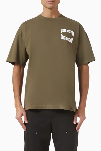 تي شيرت بشعار الماركة المقوس والمعكوس قطن