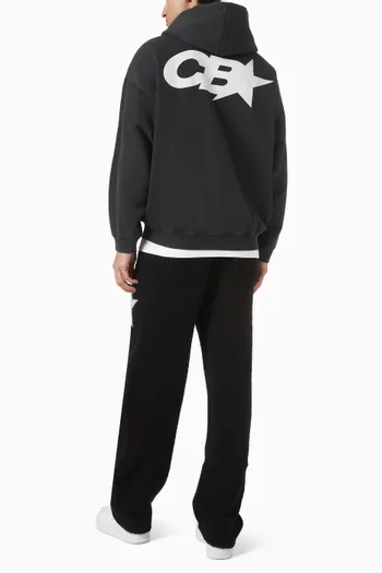 كنزة بغطاء رأس وشعار CB ونجمة قطن