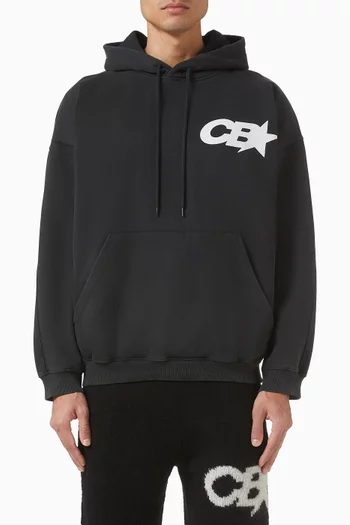 كنزة بغطاء رأس وشعار CB ونجمة قطن