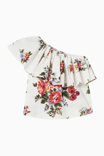 Flower Bouquet-print Top in Cotton