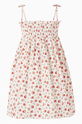 Rose-print Dress in Poplin